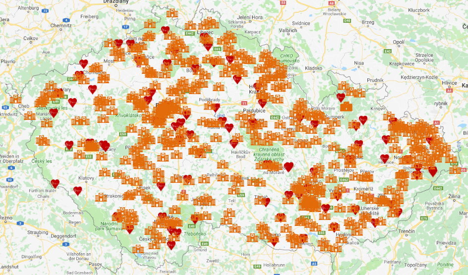 mapa fatálních nehod motocyklistů v roce 2018